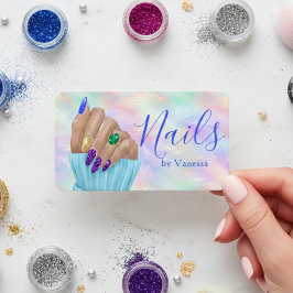 Stylish Opal Iridescent Manicurist Artist Nail Art Visitenkarte