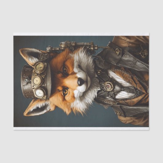 Stylish Orange Steampunk Fox Seidenpapier (Vorderseite)