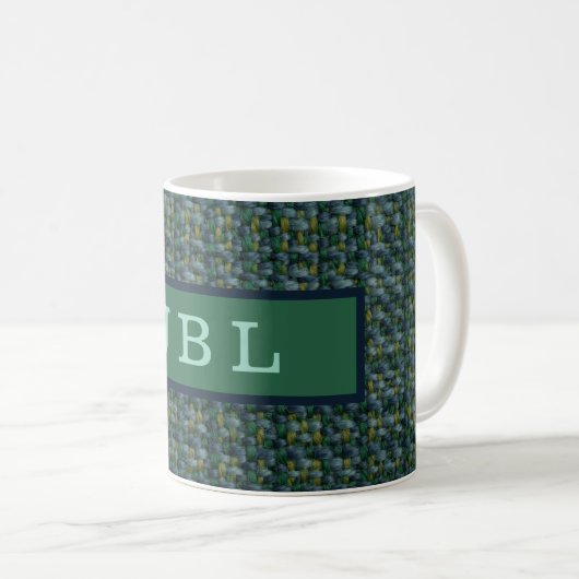 Stylish Oxford Tweed Monogram Kaffeetasse (VorderseiteRechts)