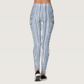 Stylish Pale Blue Striped Watercolor Daisy  Leggings (Rückseite)