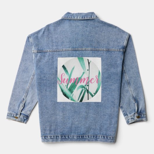 Stylish Pale Green Plant Summer Vibes Jeansjacke (Rückseite)