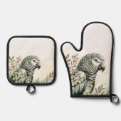Stylish Parrot Ofenhandschuh & Topflappen-Set (Vorderseite)