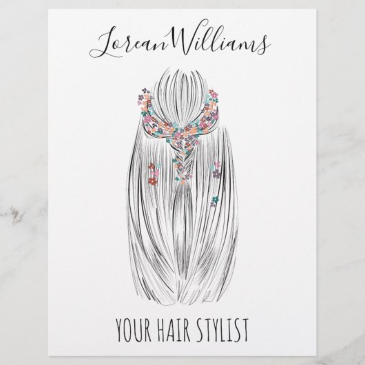 Stylish Pastel Hair Stylist Braid Hairstyle Flower Flyer (Vorne)