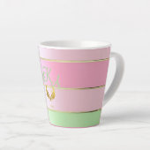 Stylish Pastel Pink and Green Striped Milchtasse (Rechte Ecke)