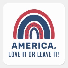 Stylish Patriotic USA American Rainbow 4. Juli Quadratischer Aufkleber