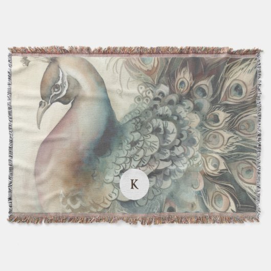 Stylish Peacock | Initial hinzufügen Decke (Vorderseite)