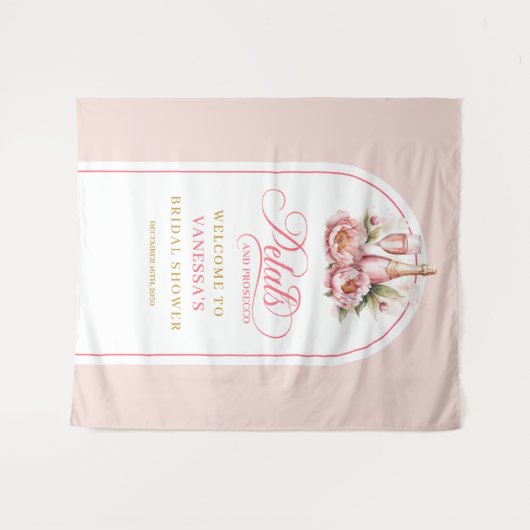 Stylish petals and prosecco floral shower backdrop wandteppich (Vorderseite (Horizontal))