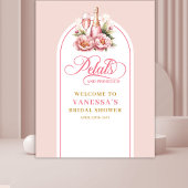 Stylish petals and prosecco floral shower backdrop wandteppich