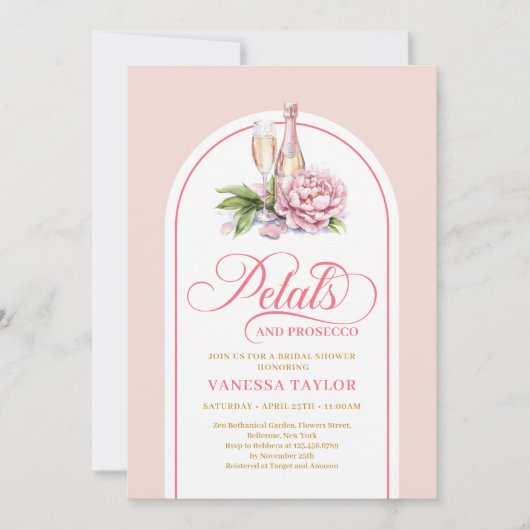 Stylish petals and prosecco invite digital file einladung (Vorderseite)