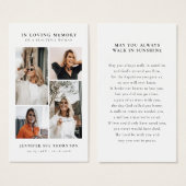 Stylish Photo Collage Funeral Sympathy Prayer Card (Vorne & Hinten)