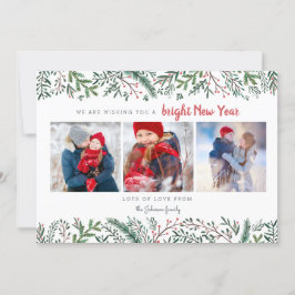 Stylish Pine Vines green trees New Year Feiertagskarte