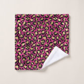 Stylish Pink and Gold Foil Leopard Spots Badhandtuch Set (Waschlappen)