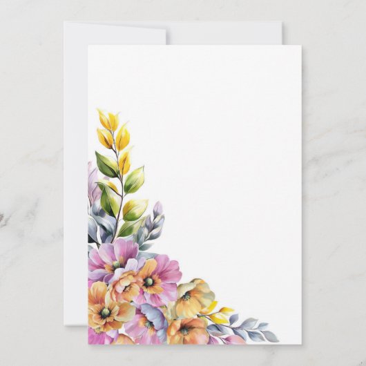 Stylish Pink and Orange Floral Wedding Einladung (Rückseite)