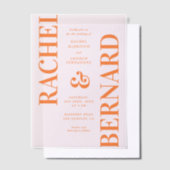 Stylish Pink and Orange Typography Wedding Pergament Einladungen (Versetzt)