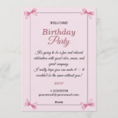 Stylish pink Birthday Invitation Card Einladung (Rückseite)