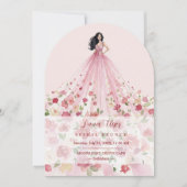 Stylish Pink Floral Tulle Model Bridal Shower Einladung (Vorderseite)