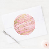 Stylish Pink Gold Abstract Marble Liquid Paint Runder Aufkleber (Umschlag)