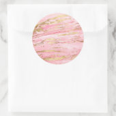 Stylish Pink Gold Abstract Marble Liquid Paint Runder Aufkleber (Tasche)