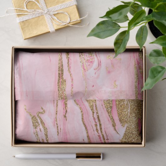 Stylish Pink Gold Abstract Marble Liquid Paint Seidenpapier (Geschenk)