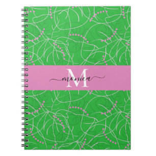 Stylish Pink Green Botanical Tropical Monogram Notizblock