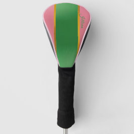 Stylish Pink Green Monogram Preppy  Golf Headcover