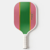 Stylish Pink Green Monogram Preppy Pickleball Schläger (Vorderseite)
