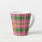 Stylish Pink & Green Plaid  Monogrammed Milchtasse (Rechte Ecke)