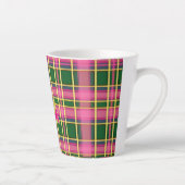 Stylish Pink & Green Plaid  Monogrammed Milchtasse (Rechts)