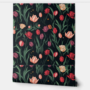 STYLISH PINK TULIP PATTERN TAPETE