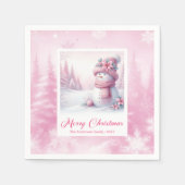 Stylish Pinkmas Kids Christmas Scene Winter Forest Serviette (Vorderseite)