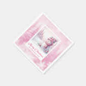 Stylish Pinkmas Kids Christmas Scene Winter Forest Serviette (Ecke)