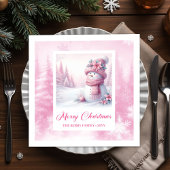 Stylish Pinkmas Kids Christmas Scene Winter Forest Serviette