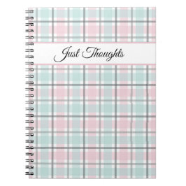 Stylish plaid with pastel gray, pink and blue  notizblock