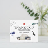 Stylish Police Kids Birthday Dankeskarte (Stehend Vorderseite)