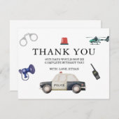 Stylish Police Kids Birthday Dankeskarte (Vorne/Hinten)