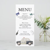 Stylish Police Kids Birthday Menükarte (Stehend Vorderseite)