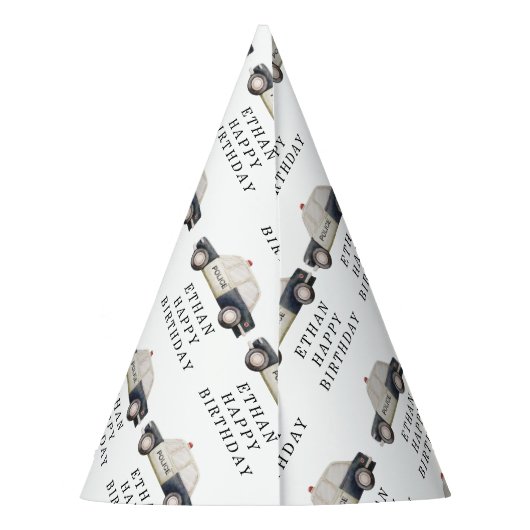 Stylish Police Kids Birthday Partyhütchen (Rückseite)