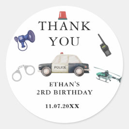 Stylish Police Kids Birthday Runder Aufkleber