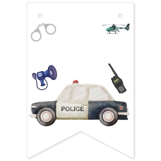 Stylish Police Kids Birthday Wimpelkette (Erste Fahne)