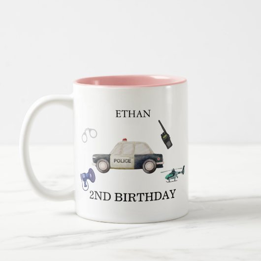 Stylish Police Kids Birthday Zweifarbige Tasse (Links)