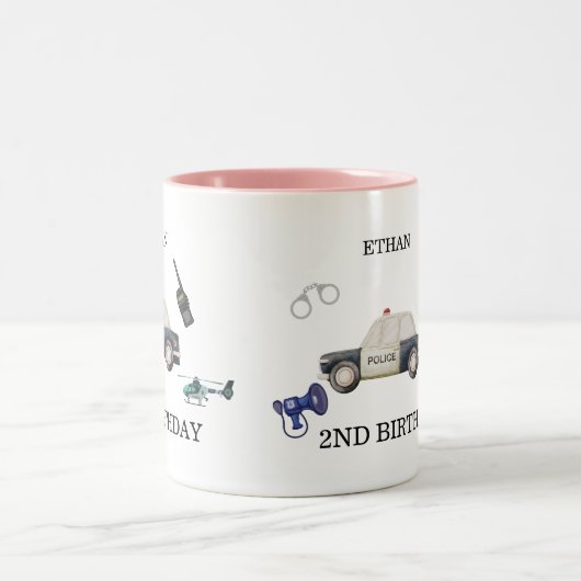 Stylish Police Kids Birthday Zweifarbige Tasse (Mittel)