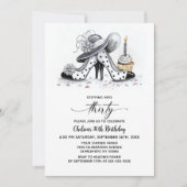 Stylish Polka Dot High Heel Shoes 30th Birthday Einladung (Vorderseite)