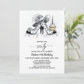 Stylish Polka Dot High Heel Shoes 60th Birthday Einladung (Stehend Vorderseite)