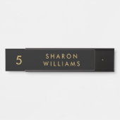 Stylish Professional Black and Gold Employee Name Türschild (Vorderseite )