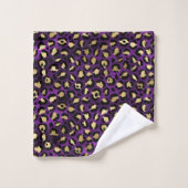 Stylish Purple and Gold Foil Leopard Spots Badhandtuch Set (Waschlappen)