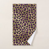 Stylish Purple and Gold Foil Leopard Spots Badhandtuch Set (Handtuch)
