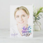 Stylish Purple Best Mothers Day Photo Brush Script Karte (Stehend Vorderseite)