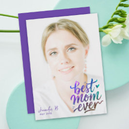 Stylish Purple Best Mothers Day Photo Brush Script Karte