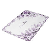 Stylish Purple Flowers Bath Mat Badematte (Schrägansicht)