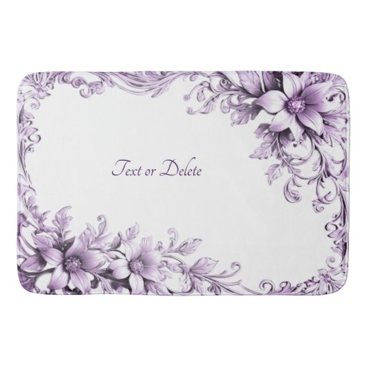 Stylish Purple Flowers Bath Mat Badematte (Vorderseite)